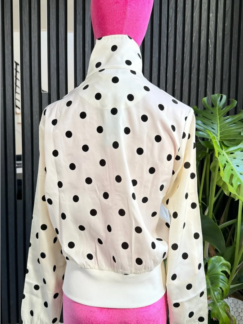 adidas Originals White Polka Dot Track Jacket with Black Stripes - Picture 4 of 12